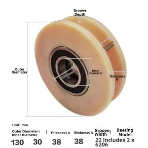 MC Nylon Double Bearings Wire Rope Sheave