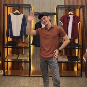 BROGUY Kaos Polo Shirt Pria Waffle