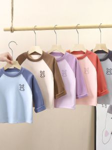 Kids Dralon Tops Autumn and Winter New Arrival Long Sleeves Bottoming Shirt Boys Girl Pure Color Autumn Clothes Heattech Intimates T-shirt