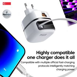65W Portable Retractable USB-C Quick Charge Adaptor Charger Comes In UK 3 Pin Plug