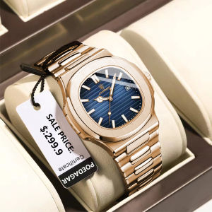 POEDAGAR Fashion Business Man Watch Waterproof Luminous Date Stainless Steel Men Quartz Watch Luxury Square Mens Watches Reloj