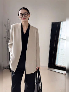 DANTING | Elegant White Notchless Blazer 2025 Autumn Edition