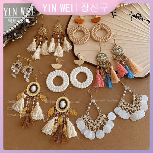 Yin Wei hoa tai bohemian móc đeo Tai Nữ Bông Tai Lông Vũ Phong cách dân tộc Retro hoa tai kỳ nghỉ