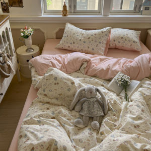 Phong cách Hàn Quốc Quilt Bìa in hoa rửa Chăn lông vũ Bìa duy nhất/Nữ Hoàng/Vua Comforter Bìa