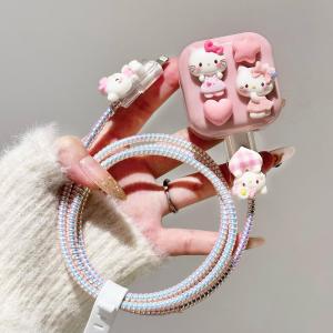 Apple 40W Charger Protective Case Pink Female Kitty Cat Design Charging Cable Protection Cover for Apple 17 17Pro 17Promax