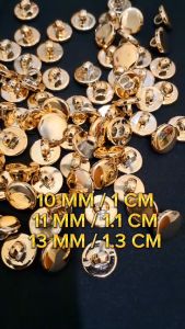 Kancing Baju Jamur Emas Polos Datar Gold 100 Pcs Gold 10 mm - 11 mm - 13 mm