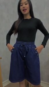 Hot pants jeans wanita dewasa celana jeans wanita harian model 3/4