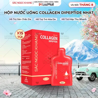 Nước uống đẹp da Collagen Dipeptide Sắc Ngọc Khang đạt chuẩn hàm lượng hấp thụ nhanh và vượt trội. [Hộp 15 túi x 20ml] II