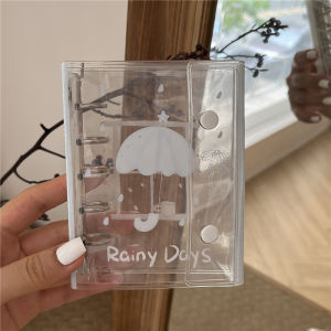 Original INS Fresh Rainy Day Transparent Heart Cat Cat M5 Loose Leaf Book Handmade Diary Book PVC Double Buckle Notebook Card Folder