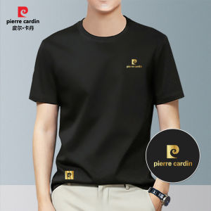 Pierre Cardin Mens Short Sleeve T-Shirt Ice Silk Modal Breathable Casual Summer New Arrival round Neck Geometric Pattern