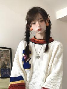 เสื้อสเวตเตอร์ถักคอตั้งทรงหลวมสไตล์เกาหลีสำหรับผู้หญิงในฤดูใบไม้ร่วงและฤดูหนาว สไตล์ลำลอง ระดับไฮเอนด์