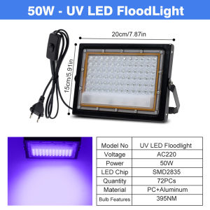 395nm LED UV Flood Light 50W 100W LED Stage Black Light 220V Waterproof UV Fluorescent Party Stage Backlight