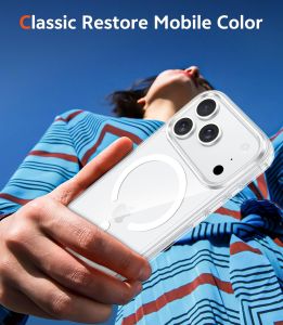 Ốp lưng trong suốt cho Iphone 17 Pro Max [Tương thích với MagSafe] [Chống Ố Vàng] [Bảo vệ cấp quân sự] Cứng trong suốt Acrylic chống sốc Ốp điện thoại cho iPhone không khí 17 16 Pro Max 16e 15 plus 14 Pro 13 12 11