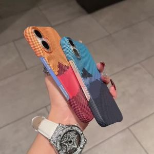 Ultra Thin Hard PC Frameless Carbon Fiber Pattern Case For iPhone 16Plus 15 14 13 12 Pro Max For MagSafe kevlar Shockproof Cover