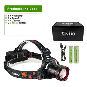880000000LM 500W Powerful LED Headlamp Super Bright Long Range 5000M Head Flashlight Rechargeable Head Lantern Fishing Hunting