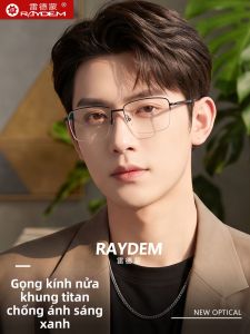 Raydem | Kính Chống Tia Xanh Chống Phóng Xạ Phong Cách Kinh Doanh Nam Nhẹ Tròng Gọng Mỏng Titanium