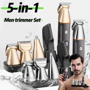 5in1 Rechargeable Washable Professional Hair Clipper Hair Trimmer For Men Shaver Hair Cutting Machine Barber Accessories Cutter