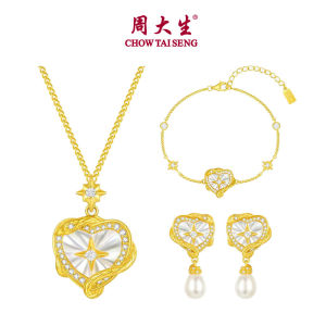 CTS S925 Silver Star Snake Heart Necklace Bracelet Earrings Jewelry Set for Women Simple Jewelry Ramadan Gifts CHOW TAI SENG 周大生 Q0N300505CS Q0WA00056CS Z0E200198CS