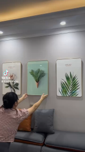 ภาพวาดตกแต่งห้องนั่งเล่น ศิลปะนามธรรม ทันสมัย เรียบง่าย มีสไตล์ ชุดภาพวาดแขวน 3 ชุด รวมกรอบรูป