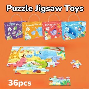 Children 36pcs Puzzle Jigsaw Toys Cartoon Animal Puzzles Intelligence Early Educational For Kids