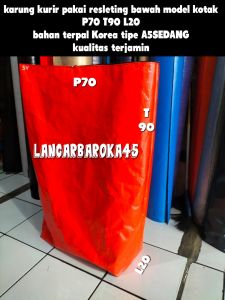 karung kurir pakai resleting bawah nya mudel kotak P70 T90 L20 bahan terpal Korea kualitas terjamin tersedia banyak pilihan warna dan tipe terpal