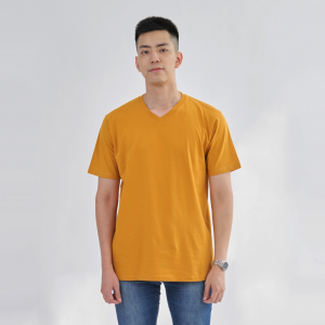 Kaos Polos Pria Vneck Lengan Pendek Bahan Katun Combed 30s Warna Mustard