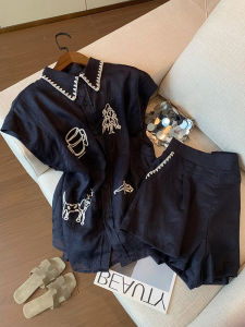 LTST | French Style Elegant Sleeveless Shirt and Wide Leg Shorts Set
