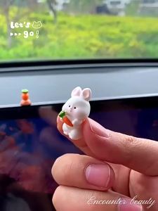 Car center console ornament 2026 new cute cartoon rabbit car display screen decoration car interior decoration