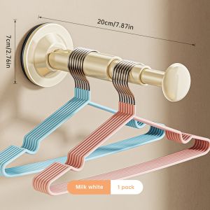 1pc hanger non-drilled suction cup installation retractable adjustable length hanger storage container for home use