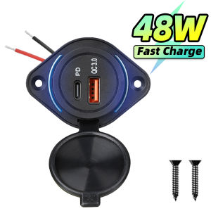 12V 24V RV sạc USB 48W Pd Nhanh Chóng Charge3.0 gắn tường Trạm Sạc nhanh Với Cap Cho Thuyền Xe Cắm Trại Marine SUV ATV