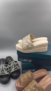 Sandal Wedges Slide Tebal Empuk Slip On Pesta Mewah Wanita