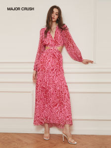 Romantic French Floral Soft Chiffon Midi Dress