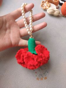 Hand Knitted Keychain Pendant DIY Gift for Best Friend Girlfriend Finished Product Crochet Flower Design Wool Yarn Material