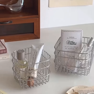 (พร้อมส่ง) ตะกร้าใส่ของ ตะกร้าสแตนเลส จัดเก็บของ ดีไซน์มินิมอล จัดระเบียบของได้อย่างเป็นสัดส่วน ของใช้ในบ้าน