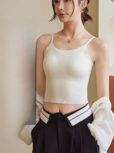 ZISU | Spring Summer Womens Bralette Backless Seamless Nylon Spandex Camisole Tank Top Inner Wear Outer Wear Breathable Short Sleeve