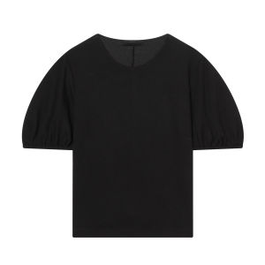 HH Women Vintage Pant Set Short Puff Sleeve T-Shirt Tops Wide Leg Trousers With Fake Front Pockets Commuting Casual Solid Outfit