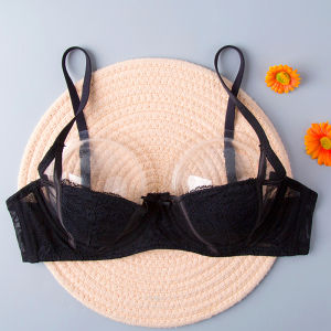 Ultra Thin Transparent Seductive Lace Bra Set Support Half Cup