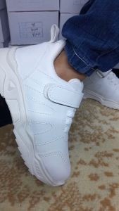 Sneakers Anak HRASHOES Sneaker Low-Top Motif Solid Putih Nyaman & Elastis untuk Usia Pra-Sekolah/Anak