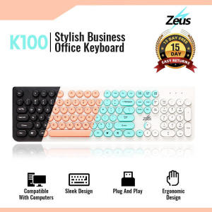 Zeus K-100 (SteamPunk) Retro Round Keycaps 104 Keys Keyboard For Gaming And Office
