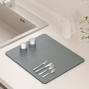Simple Kitchen Counter Silicone Soil Drain Pad Dishwasher Safe Coffee Mat Tea Set Water Cup Absorbent Rectangular Home Use
