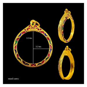 กรอบพระ กรอบกลมลายลงยา งานรีดพับหลัง งานทองอิตาลี ขนาดหน้าจอ 3.2*3.2