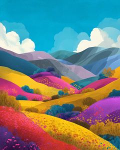 KAYOU | Paint By Numbers Bright Wildflowers on The Hill Painting By Numbers on Canvas Coloring By Number for Adults Paint Digital Art