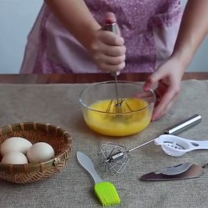 Semi Automatic Mixer Egg Beater Rotary Cream Manual Self Turning Stainless Steel Whisk Hand Blender Mixer