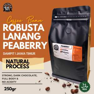 Kopi Robusta Lanang Peaberry 250gr | Dampit Jawa Timur | Natural Process | Strong & No Acidity