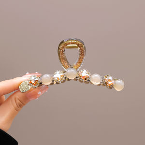 Fancy Opal Rhinestone Hair Claws 2024 New Arrival Classy Shark Clip Back Head Ladieswear Updo Hair Clip Headdress