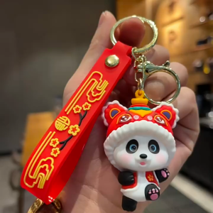 New Year Tiger Head Panda Keychain Year Gong Xi Fa Chai Gift Key Ring Pendant Creative Small Gift Bag Pendant