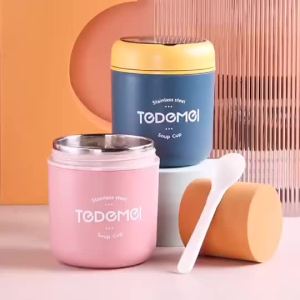 Stainless Steel Insulated Soup Cup with Lid and Spoon