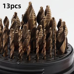 13Pcs Step Drill Bit Set 1-6.5mm With Gold Oxide Coating Professional For Stainless Steel & Hard Metal