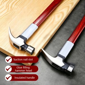 Heavy Duty Claw Hammer Steel Woodworking Striking Tools Magnetic Automatic Nail Suction Hammer with Anti-Slip Rubber Handle