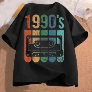 Sanrio | 90s Cassette T-shirt Rainbow Print Short Sleeved Hip-hop Nostalgic Music Enthusiast Top Suitable for Daily Wear and Parties